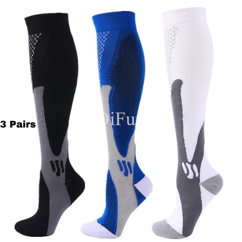 2/3/4 Pairs Running Men Compression Socks Fit Varicose Veins Football Soccer Stockings 30 Mmhg Atheletic Men Women Sports Socks