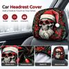 2PCS Santa Claus Print Car Seat Headrest Cover Auto Headrest Cover Set  Car Interior Decoration