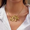 Youthway Delicate Flower Zircon Pendant Necklace For Women  Gold Plated Stainless Steel Necklace Simple Fashion Jewelry Gift