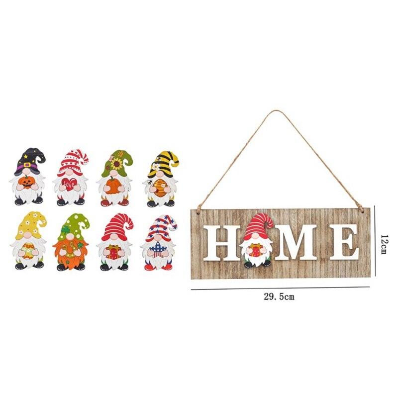 Door Welcome Hanging Ornament Christmas Gnome Welcome Home Door Sign Wooden Pendant Hello Door Decor Sign