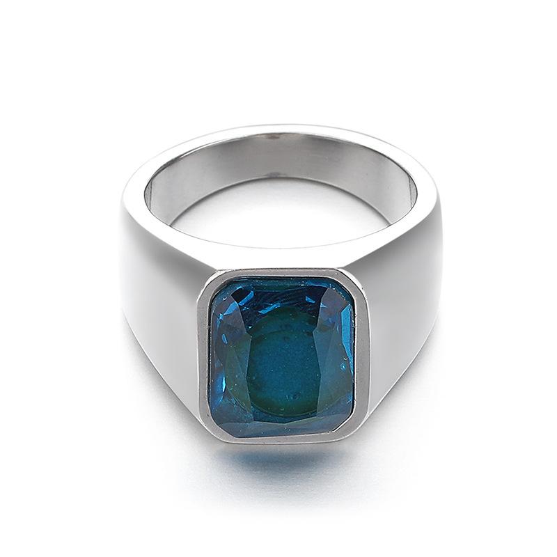2026 Ring European and American Exaggerated Bluestone Ring Men s Chaotian Sapphire Ring Ring Ring Jewelry No. 7
