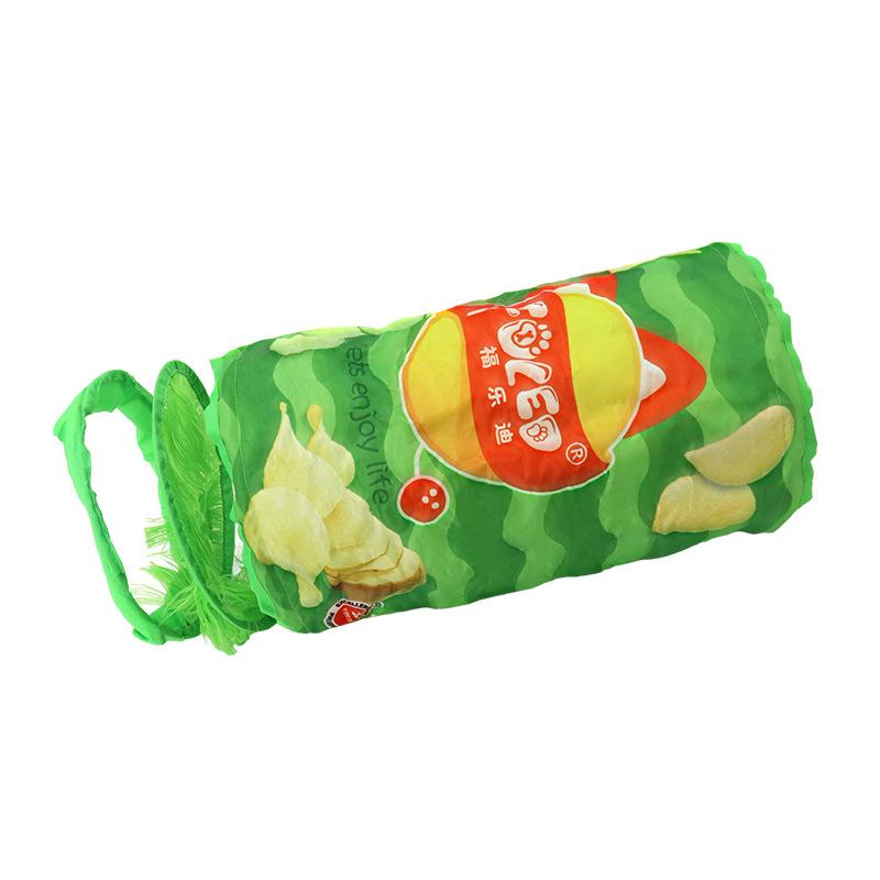 Novelty Purple Potato‑Chip Single‑Tube Cat Tunnel Built‑in Crinkle Paper Foldable Interactive Play Tube for Indoor Cats Kittens Boredom Relief