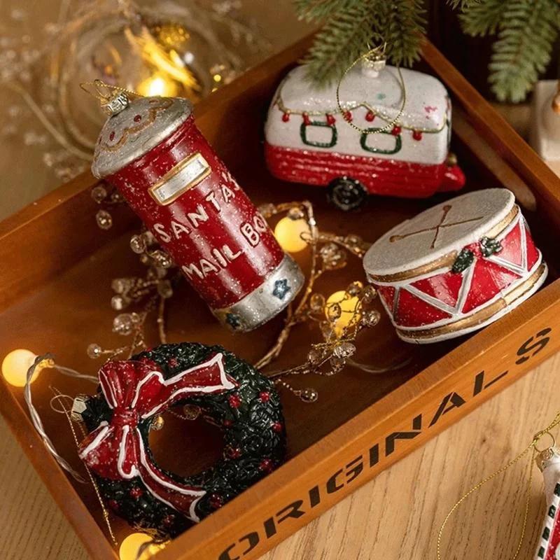 Christmas Colored Shaped Ball Christmas Tree Decorative Pendant Christmas Gift Bag Car House Snowman Garland Pendant