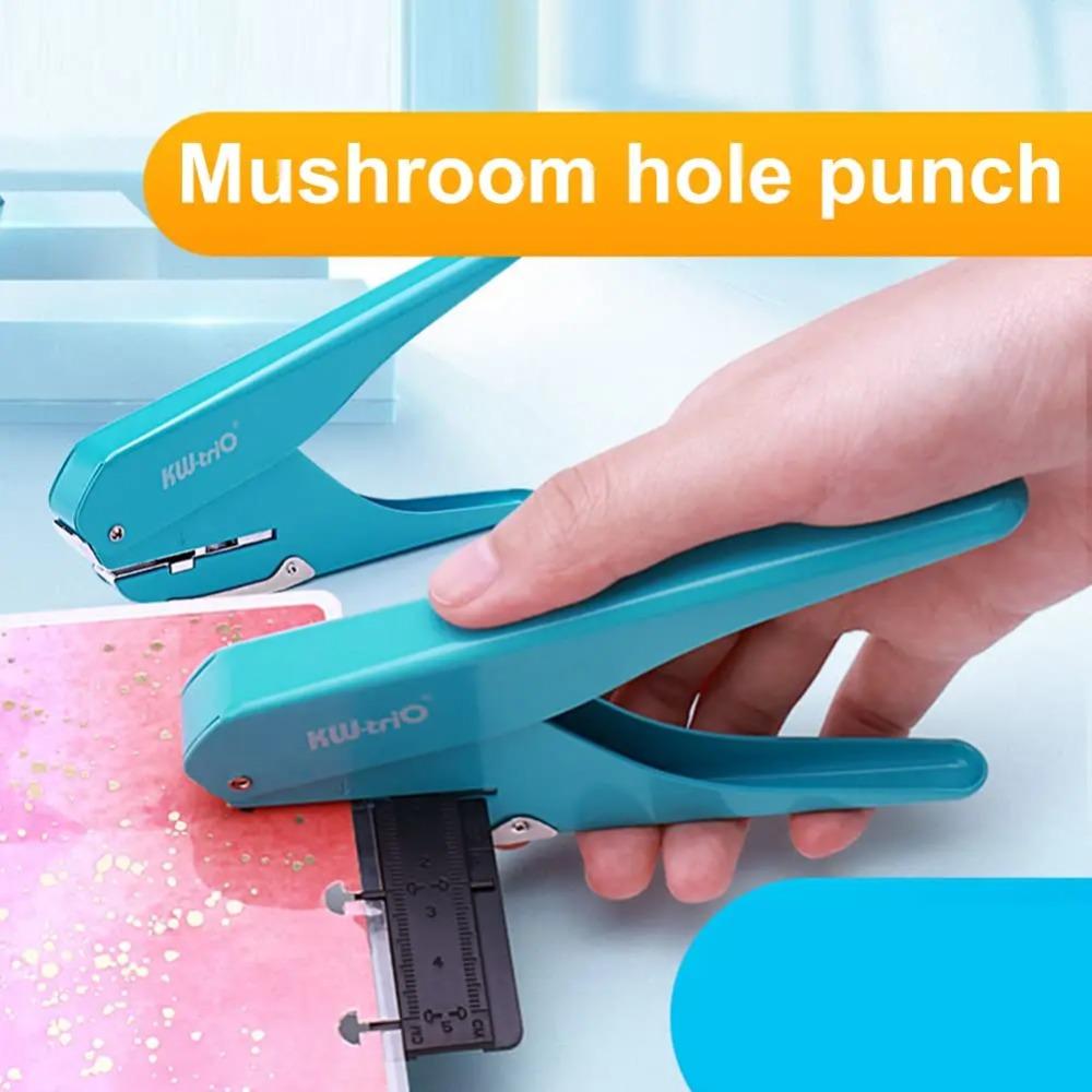 Mushroom Single Hole Puncher Paper Cutter Ruler Iron Manual Puncher Loose Leaf Photo Card Magazine Office School Handheld Tool