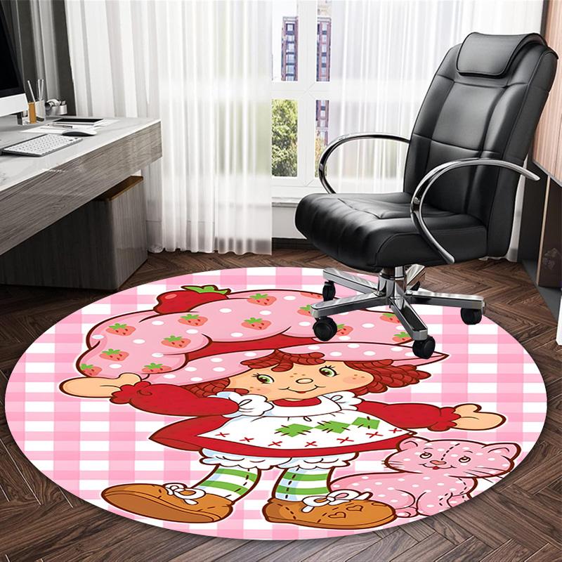1pc Princess Strawberry2 Carpet, Round Rug, Comfortable, Suitable for Entryways, Living Rooms, Office, And Bedrooms, Christmas Decoration