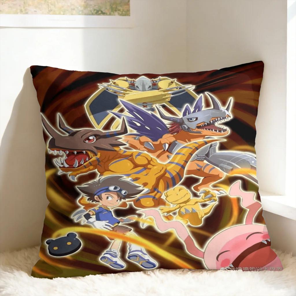 Pillow Cover Anime D-DigimonS Novelty Pillow Case For Sofa Couch Bed Living Room Pillowcases