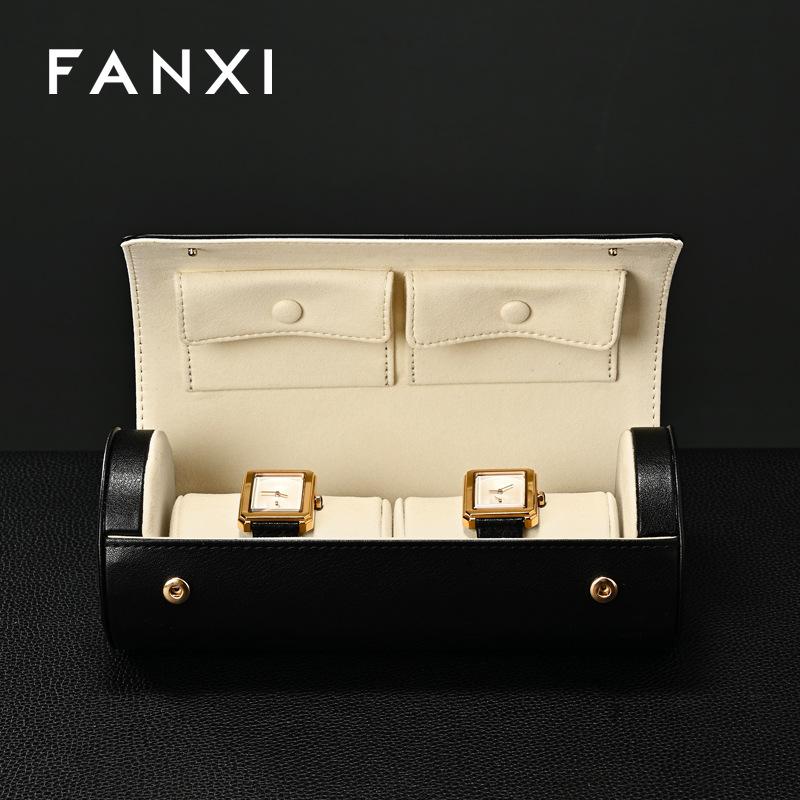 Luxury PU Leather Watch Storage Box, Multi-Functional Dual Slot Portable Case for Watches & Jewelry