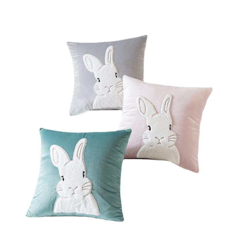1pcs Cartoon Rabbit Cat Embroidered Cushion Pillow Cover Cute Home Sofa Decorative Cushion Case Gorgeous 45cm Soft Pillowcase
