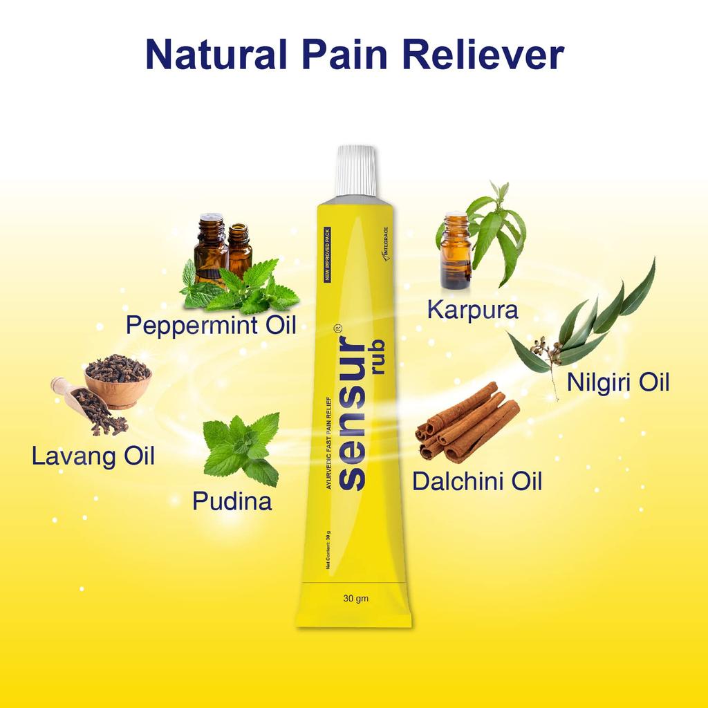 Sensur Ayurvedic Pain Relief Rub 30g Ointment Pack of 1 for Back, Shoulder, Muscular Strain, Sprain, Arthritis Relief