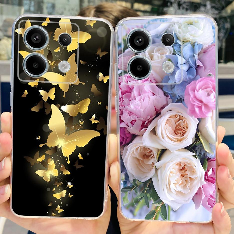 For Xiaomi Poco X6 Pro 5G Case Cute Cat Butterfly Painted Cover Soft Silicone Phone Case For Xiaomi Poco X6 Pro PocoX6 5G Fundas