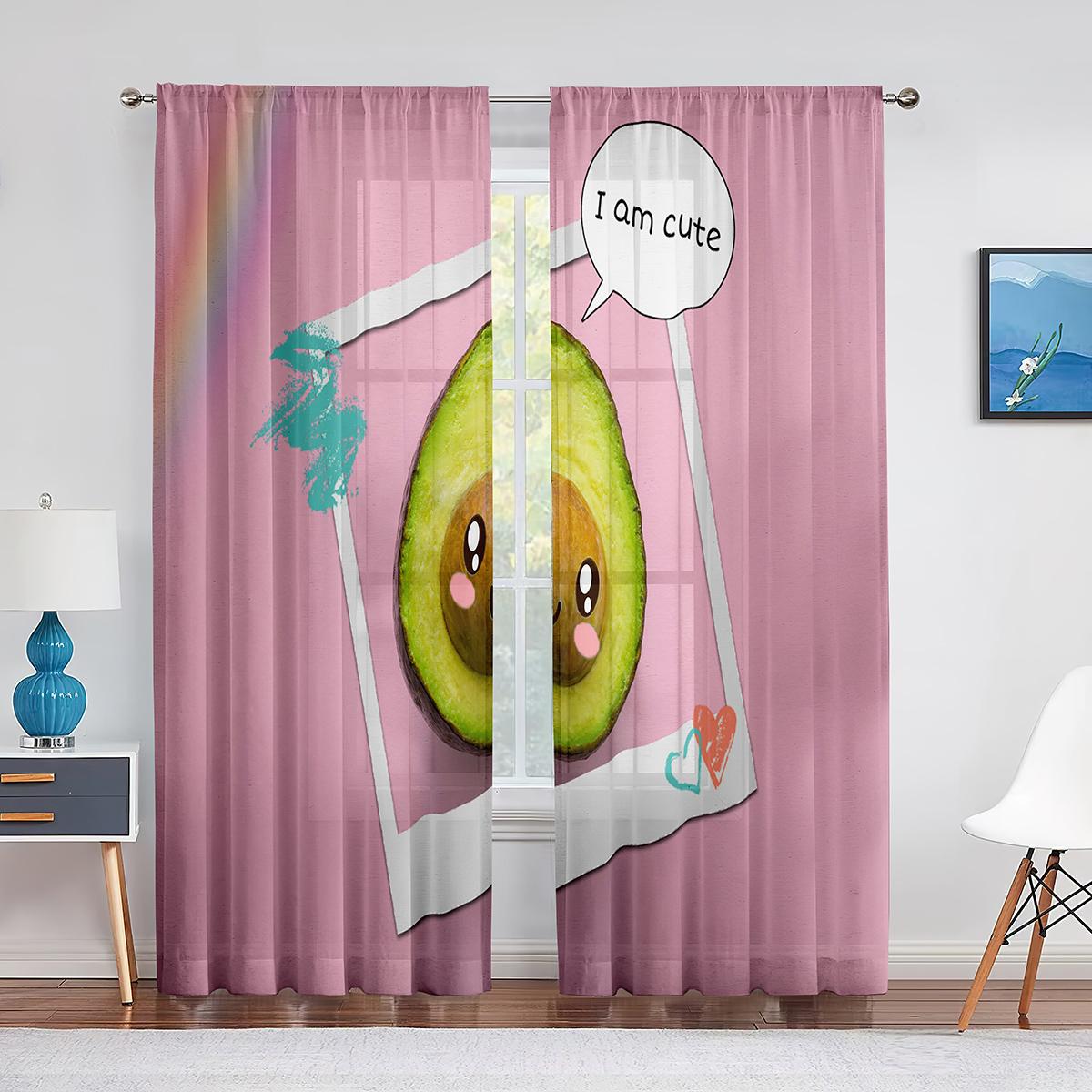 Авокадо Фрукты Овощи Белые Желтые Тюль Шторы для Гостиной Спальни Кухни Декор Шифон — фото 13