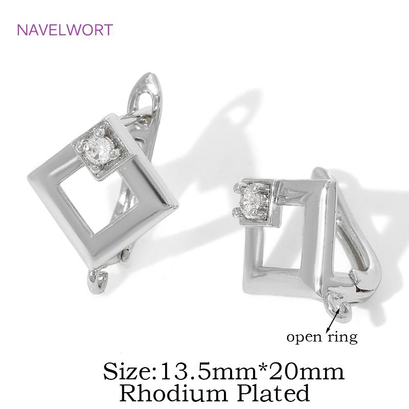 18K Gold Plated Inlaid Zircon Earwires Earring Hooks,Flower Earring Fixtures,Fasteners For Earrings,Earring Making Accessories