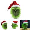 Zlobivý zelený příšera Grinchova maska s vánoční čepicí pro dospělé pro zábavu při cosplayi