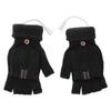 1 Pair USB Heated Gloves Electric Heating Thermal Knitting Gloves Half Finger Winter Hand Warmer for Working Black
