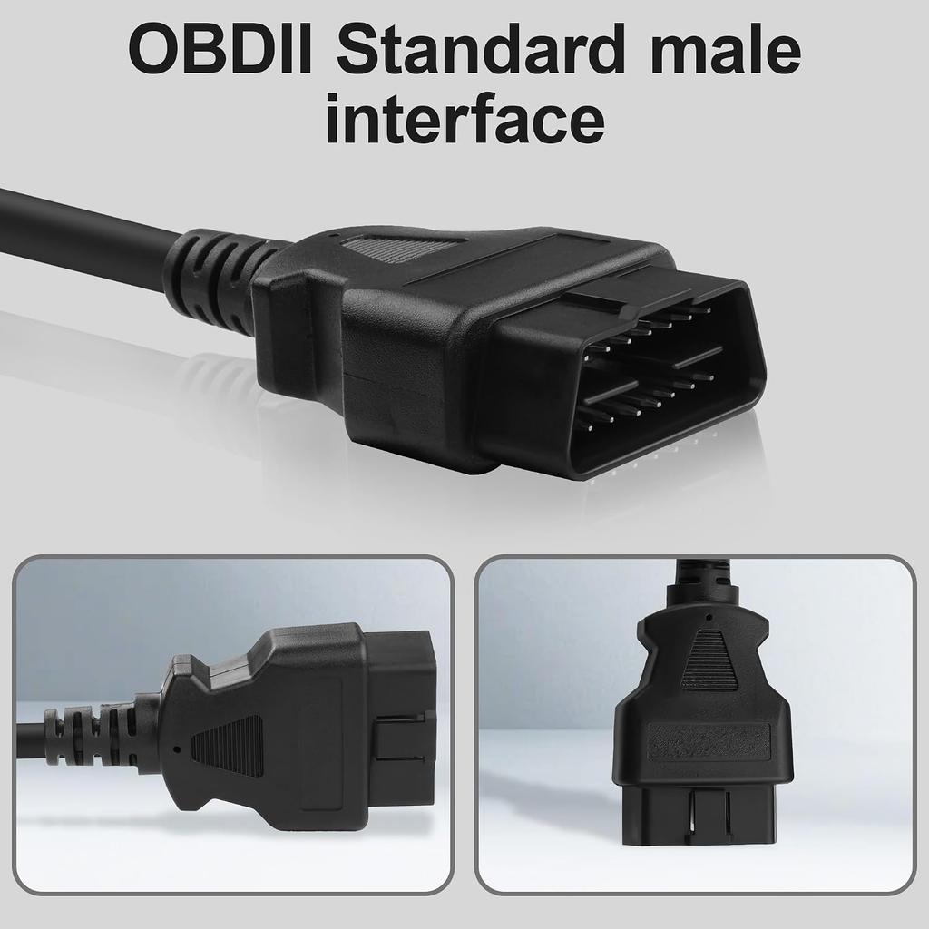OBD2 Extension Cable OBD II 16 Pin Male to Female Diagnostic Extender Cord for OBD-II Scan Tool Compatible for All OBD2 Vehicles (1 Ft)