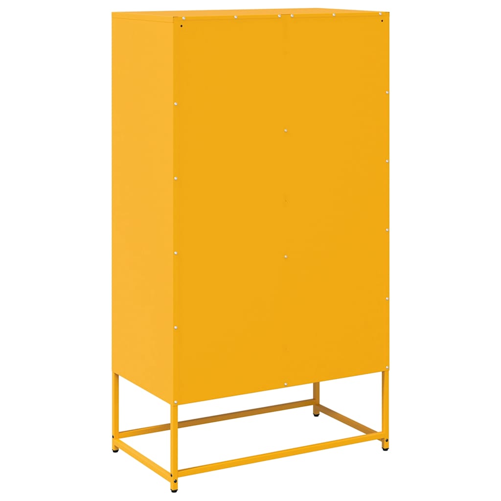 Komoda Wysoka Musztardowo-Żółta 68X39X123 Cm Stal