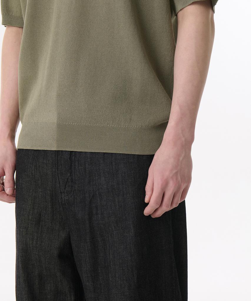 Musinsa Standard Cool Touch Slit Neck Knitted Polo Shirt [Sage]
