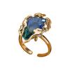 Elegant Flame Shaped Teardrop Ring Blue To Green Gradient Cubic Zirconia Stones Adjustable 17.7mm Opening