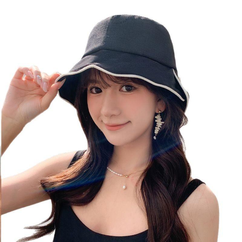 Spring and Autumn Hat Women's Pearl Rhinestone Bucket Hat Summer Versatile Casual Sun Hat