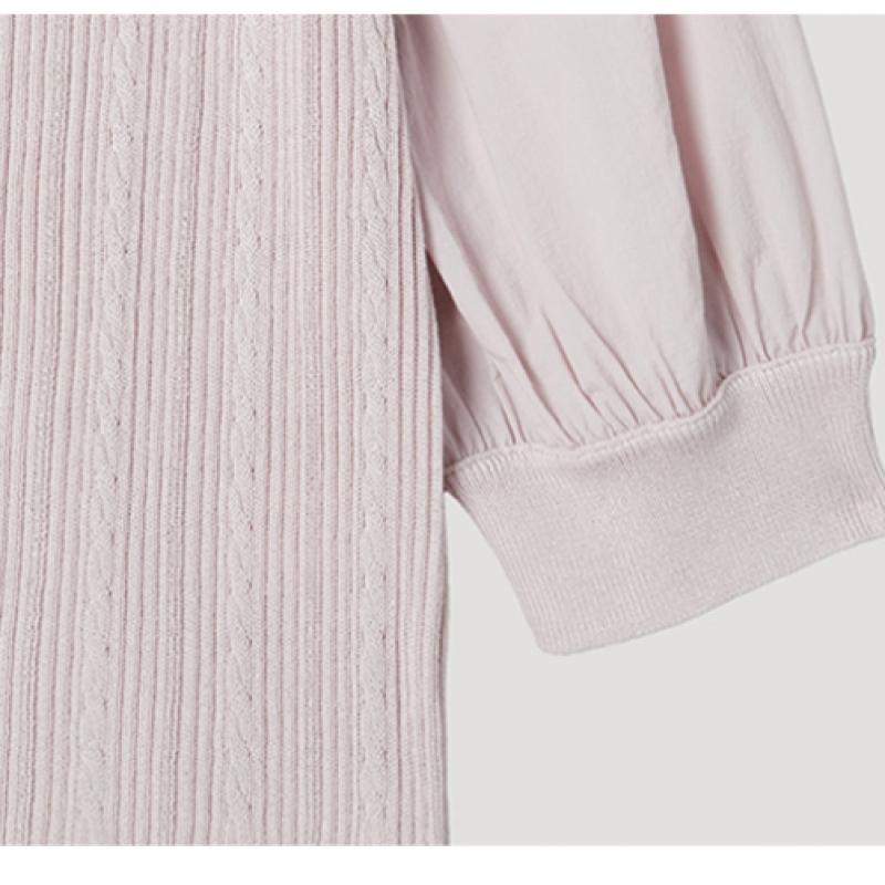 [She S miSS] Texture Block Square Neck Knit Top SSkpop22250