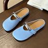 Half Slippers Single Shoes Women's 2025 Spring and Summer New Metal Buckle Mary Jane Shoes Niche Evening Gentle Wind Half Drag