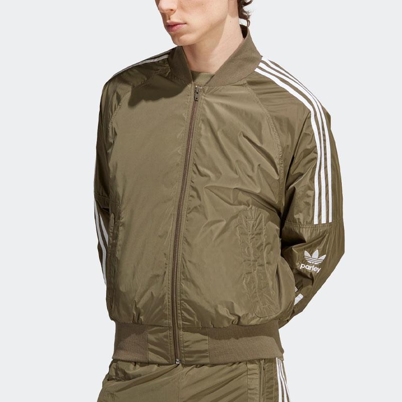 Adidas Originals Adicolor Parley Track Top With Side Stripe Logo Embroidery Men Tops Olive-Green HS2089