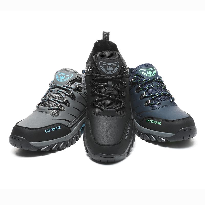 Anti-slip Men's Winter Sneakers Warm Outdoor Hiking Shoes Plush Casual Sports Shoes for Camping Climbing Trekking