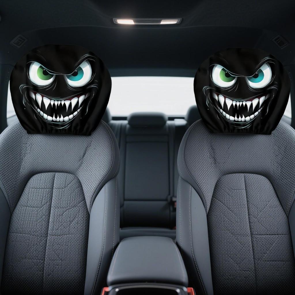 Headrest Covers For Cars 2 Pieces Breathable Big Eyes Car Headrest Protector Elastic Head Rest Covers Decoration For Auto