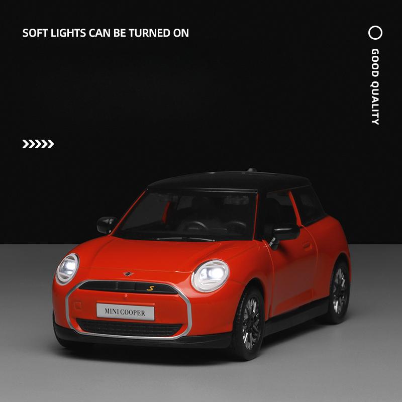 Simulation 1/28 Scale BMW Mini Cooper Alloy Car Model with Sound Light Children Boy Diecast Toy Vehicle Collection Miniature