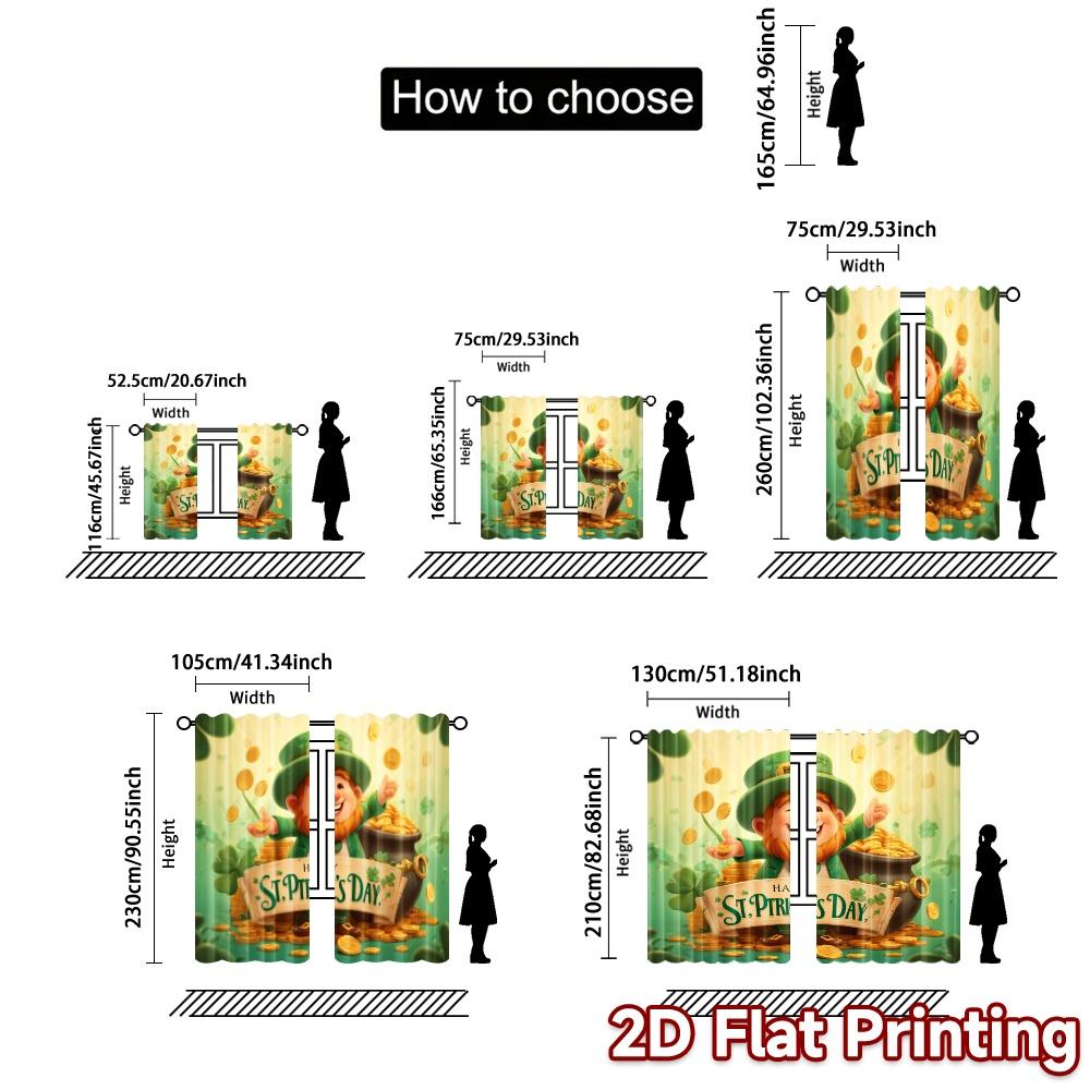 Flat Printing Curtains Without Rod Stpatrickcoins Chic Digital Printed Versatile Polyester Fabric Curtain Set Of 2 Made Washable