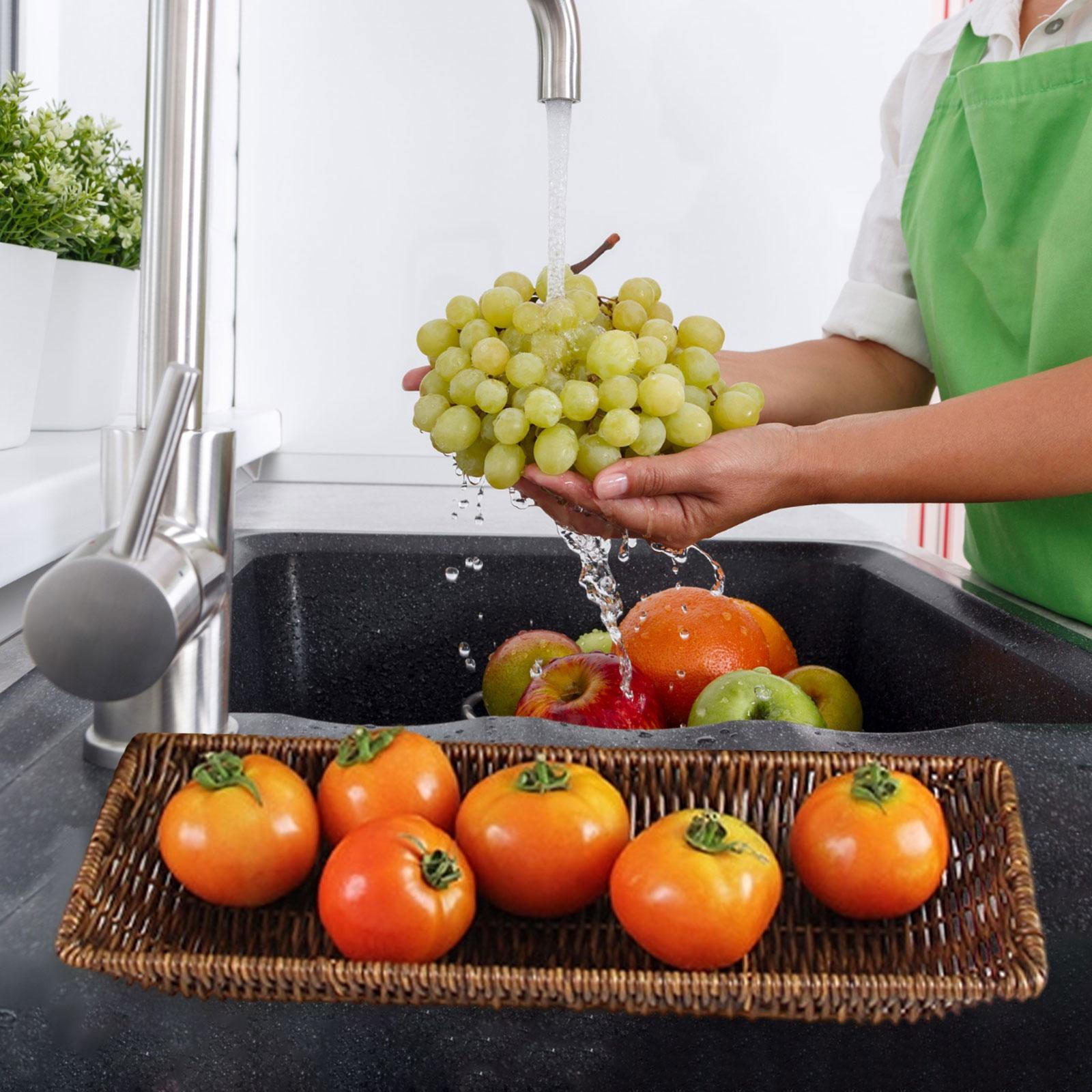 

Корзина для хранения из искусственного ротанга, плетеная, в деревенском стиле, для сервировки еды, декоративная, ручной работы, для столешницы