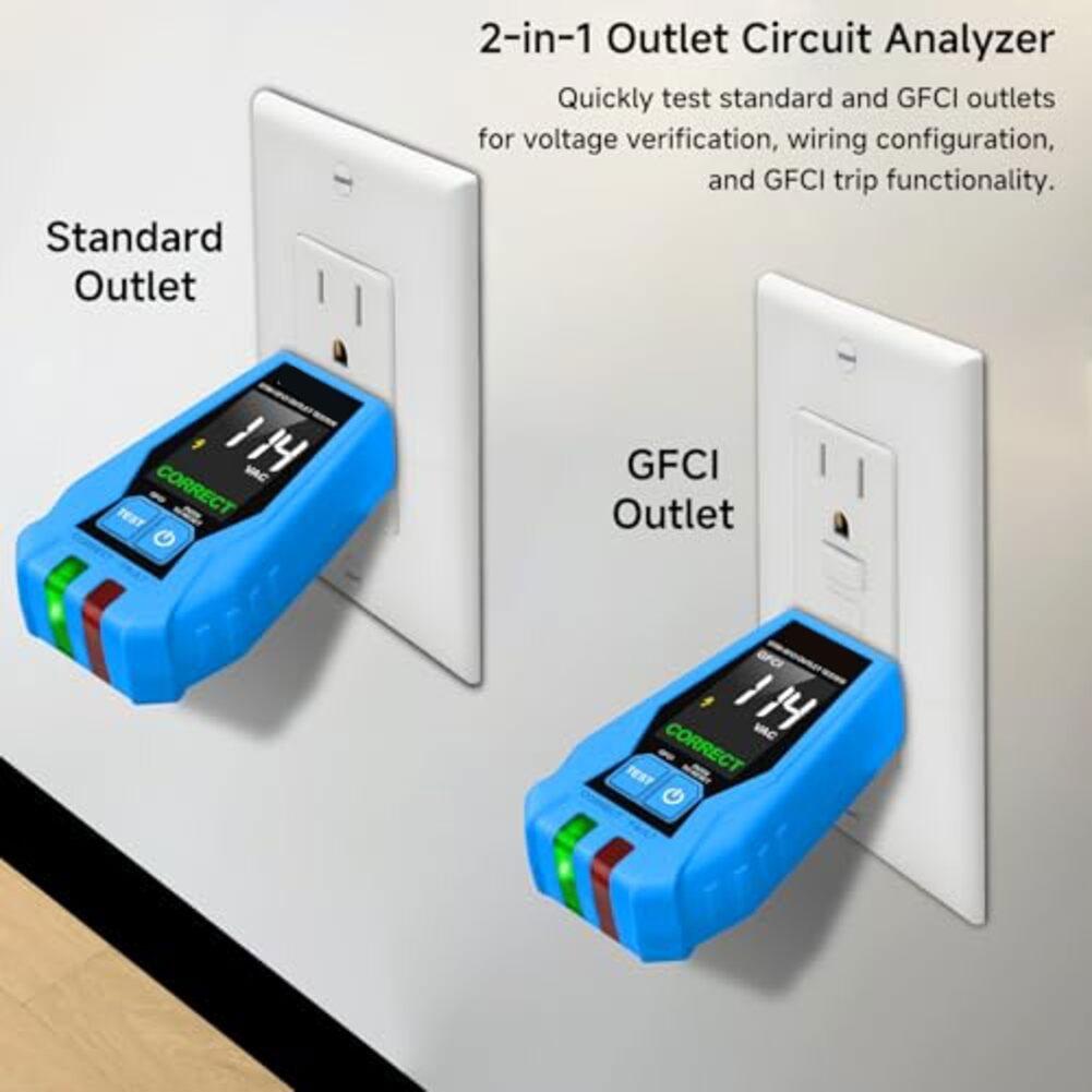3Wire For GFCI Outlet Tester with LCD Display for 110125V AC Electrical Outlet Tester for Faulty Wiring Detection