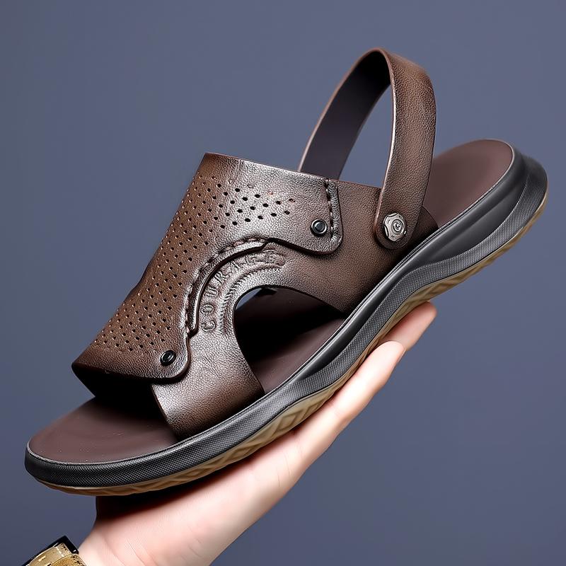 New Summer Men Soft Sandals Breathable Leather Men Beach Flip Flop Brand Men Casual Shoes Comfortable Slip-on Men's shoes Air