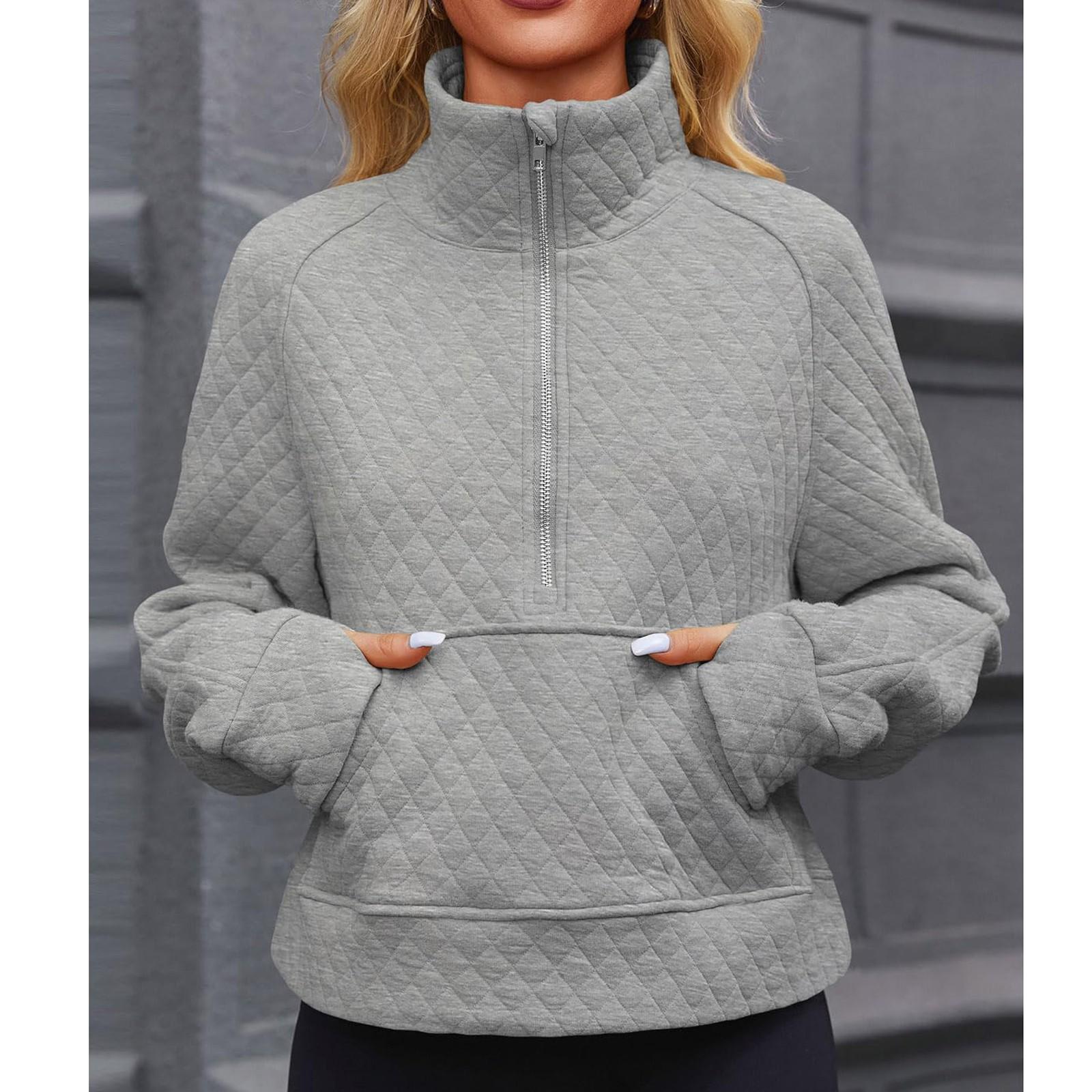 

Жіночі світшоти з довгим рукавом і коміром, пуловери, осінні вбрання, топи в смужку S сірий колір