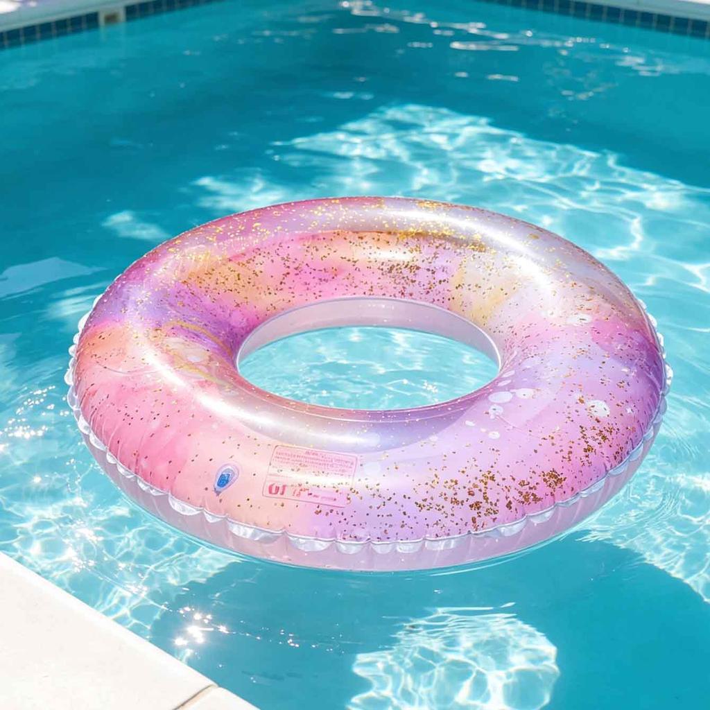 1PC PVC Inflatable Swimming Ring Pink Sparkle Pool Floats Tube for Summer Pool Beach Lake