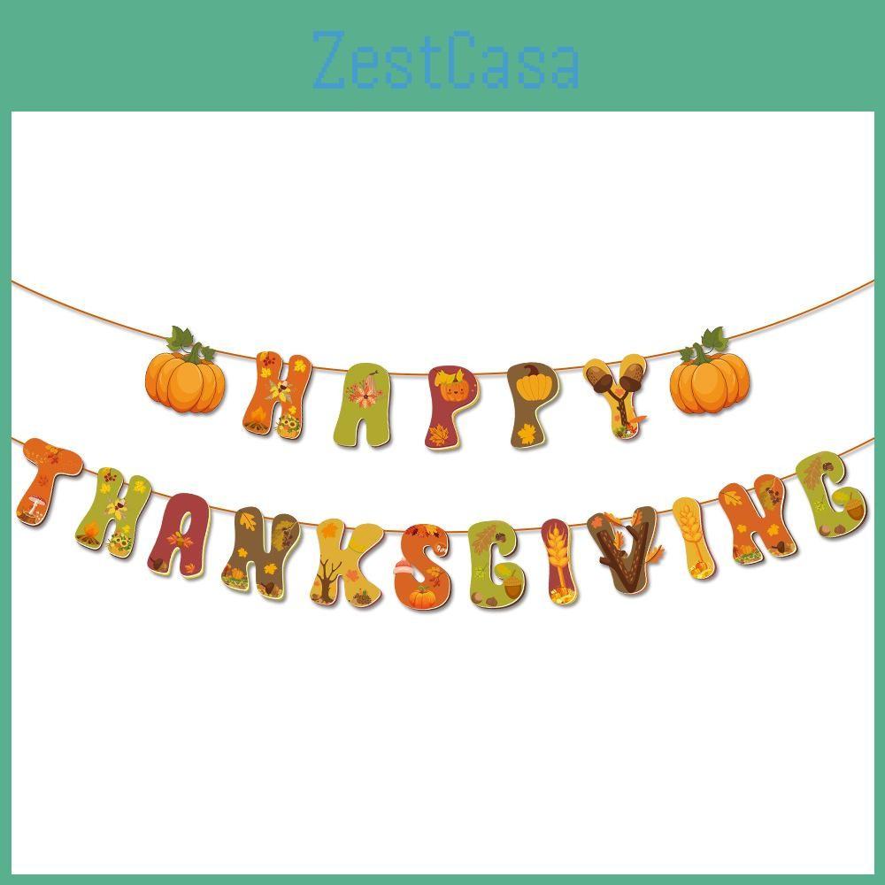 Festival Paper Fall Banner With Letter Set Thanksgiving Party Scene Decoration