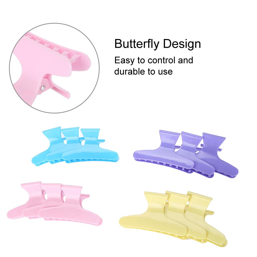 12Pcs Set Butterfly Holding Hair Clip Hair Section Claw Clamps Hairdressing Tool