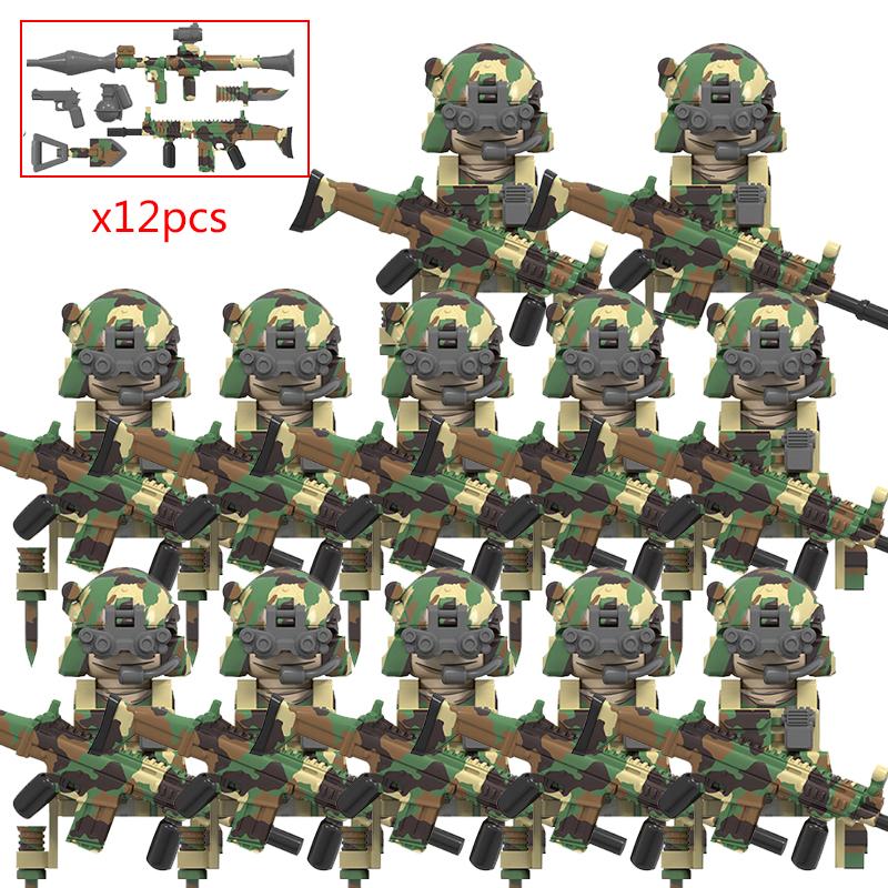 Military Figures Soldier Building Block SWAT Special Forces Assault Team Camouflage Troops Vehicle Bricks Toy