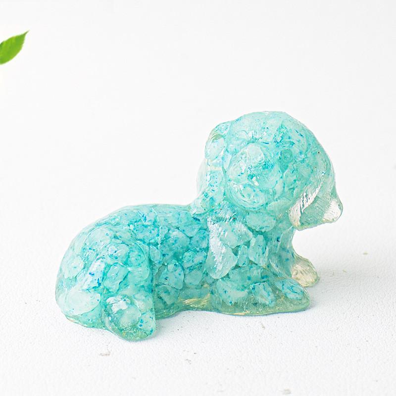 Crystal Resin Dog Face Decor With Natural Gemstone For Office And Home Tabletop Gift