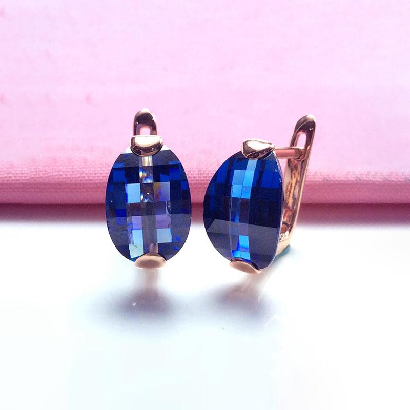 Exquisite Russian Purple Gold And Sapphire Earrings, Simple Rose Gold Plated Zircon Ingot Earrings Jewelry Women (rose gold plated pair)