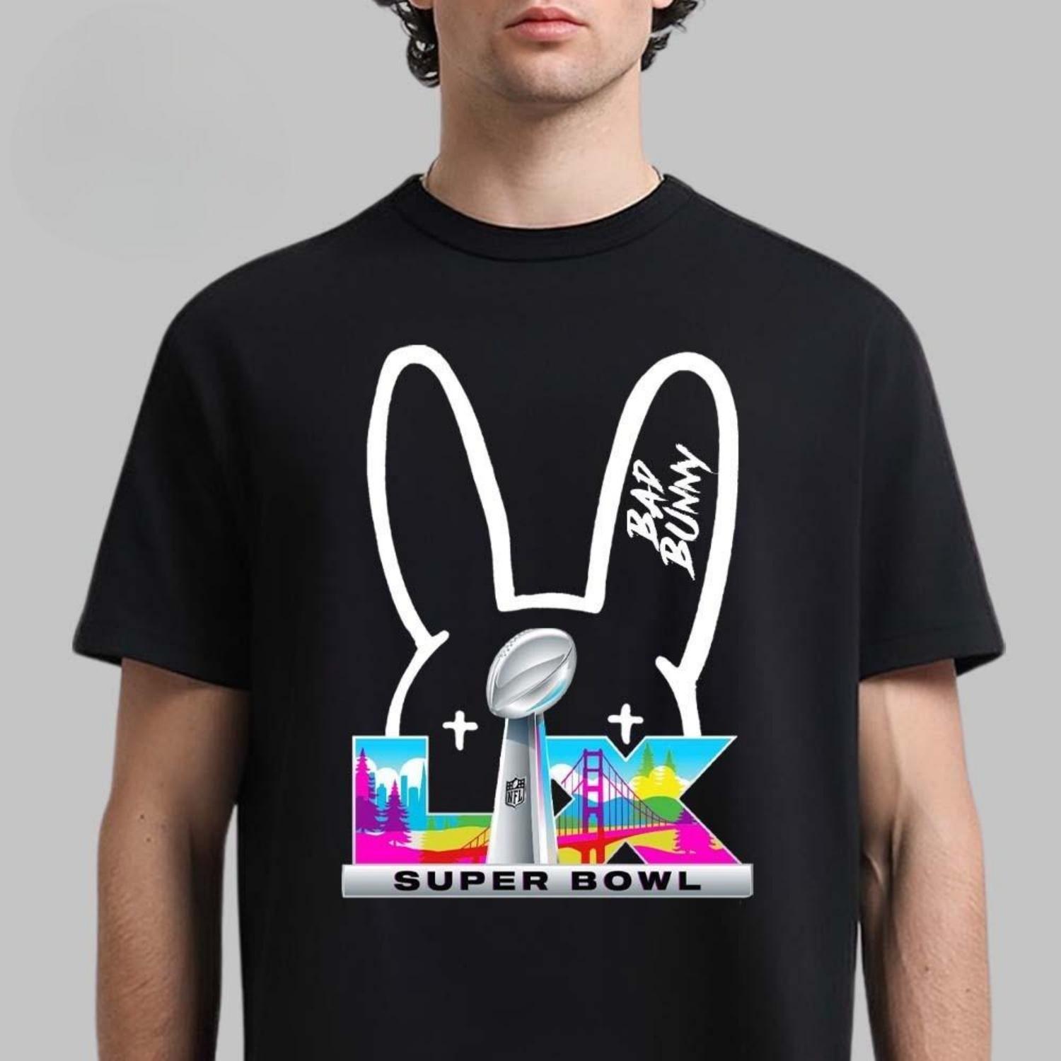 

Футболка унісекс із логотипом Bad Bunny X Super Bowl LIX 2026 року, високоякісна розкіш як для чоловіків, так і для жінок, топ Y2k XXXXXL чорний