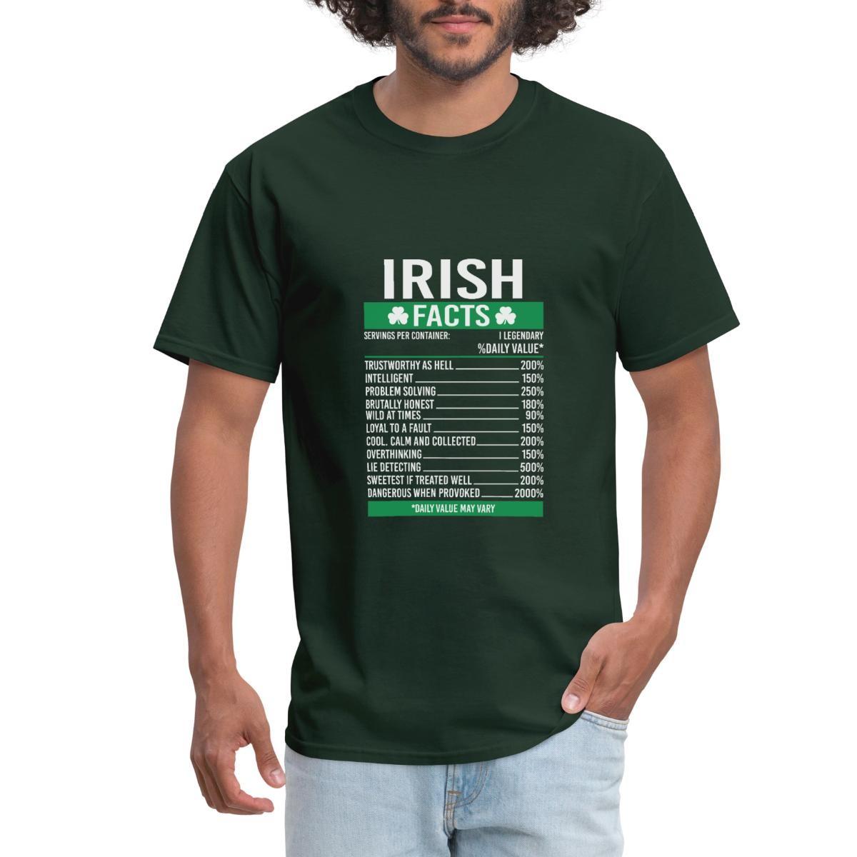 Irish Facts For St Patricks Day | Funny Shamrock Men s T-Shirt S