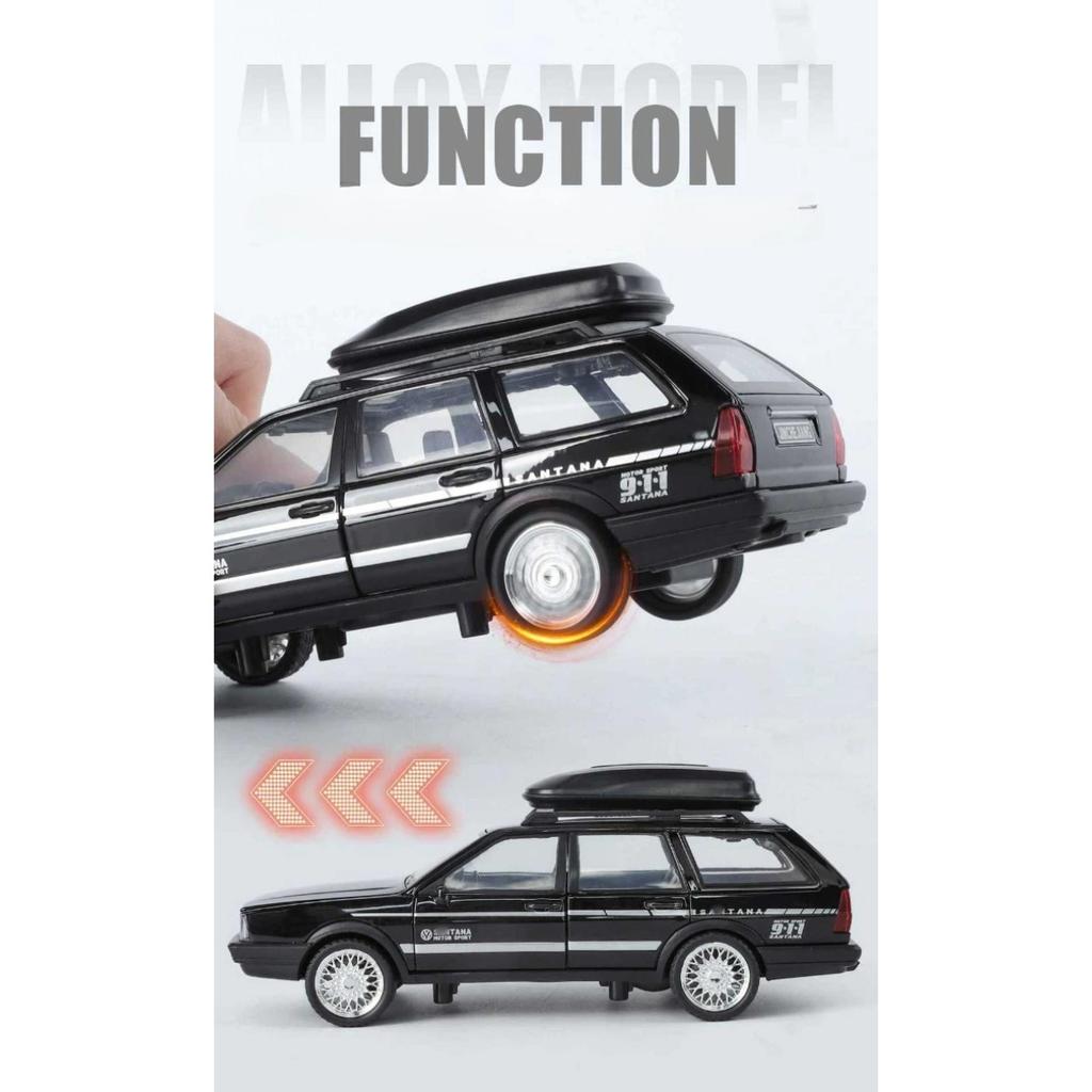 Diecast 1/32 VW SANTANA Wagon Alloy Car Model with Sound Light Children Boy Birthday Gift Toy Vehicles Miniature Voiture