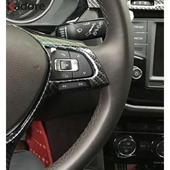 For Volkswagen VW Teramont Atlas 2017 2018    Carbon Fiber Car Steering Wheel Panel Cover Trim Interior Accessories