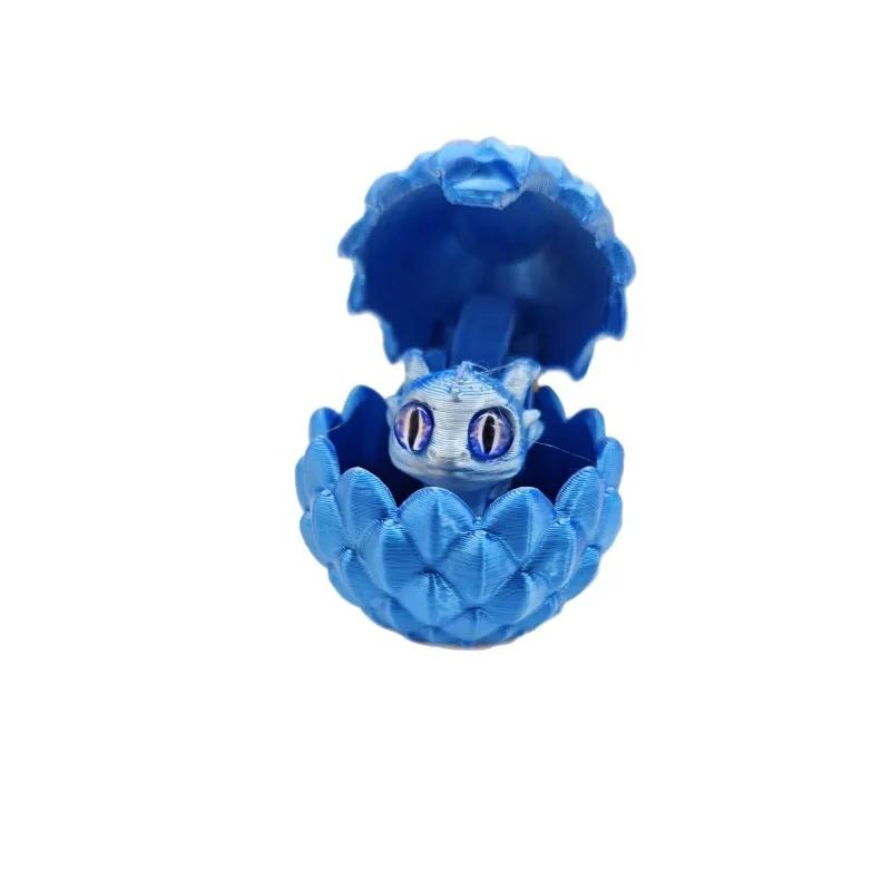 3D Printed Toys Artistic Dragon Egg Statue Small Hatching Dragon Figure Modern Home Decoration Miniature Desk Decor