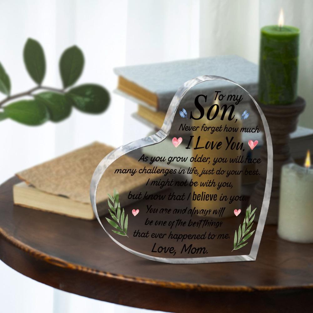 Heart-Shaped Keepsake with Mother'S Message - "To My Son, Never Forget How Much I Love You" - Perfect Gift for Christmas, Thanksgiving, Mother'S Day,