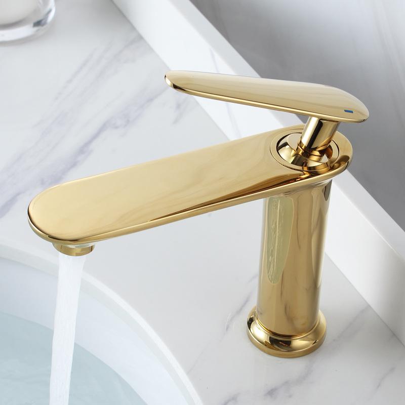Northern Europe Basin Faucet Hot Cold Mixers Taps Deck Mount Bathroom Sink Faucets Single Handle White Black Gold