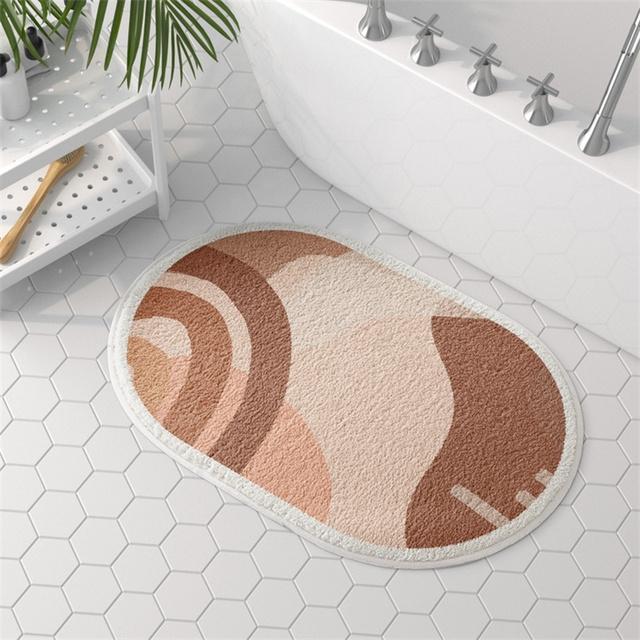 Abstract Art Bathroom Carpet Semicircle Bath Mats Living Room Floor Mat Non -Slip Entrance Shower Rug Toilet Pet Rugs Doormat