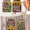 Mason Jar Shape Sunflower Wall Sticker Rustic Wooden Signs English Decorative Painting  Restaurant