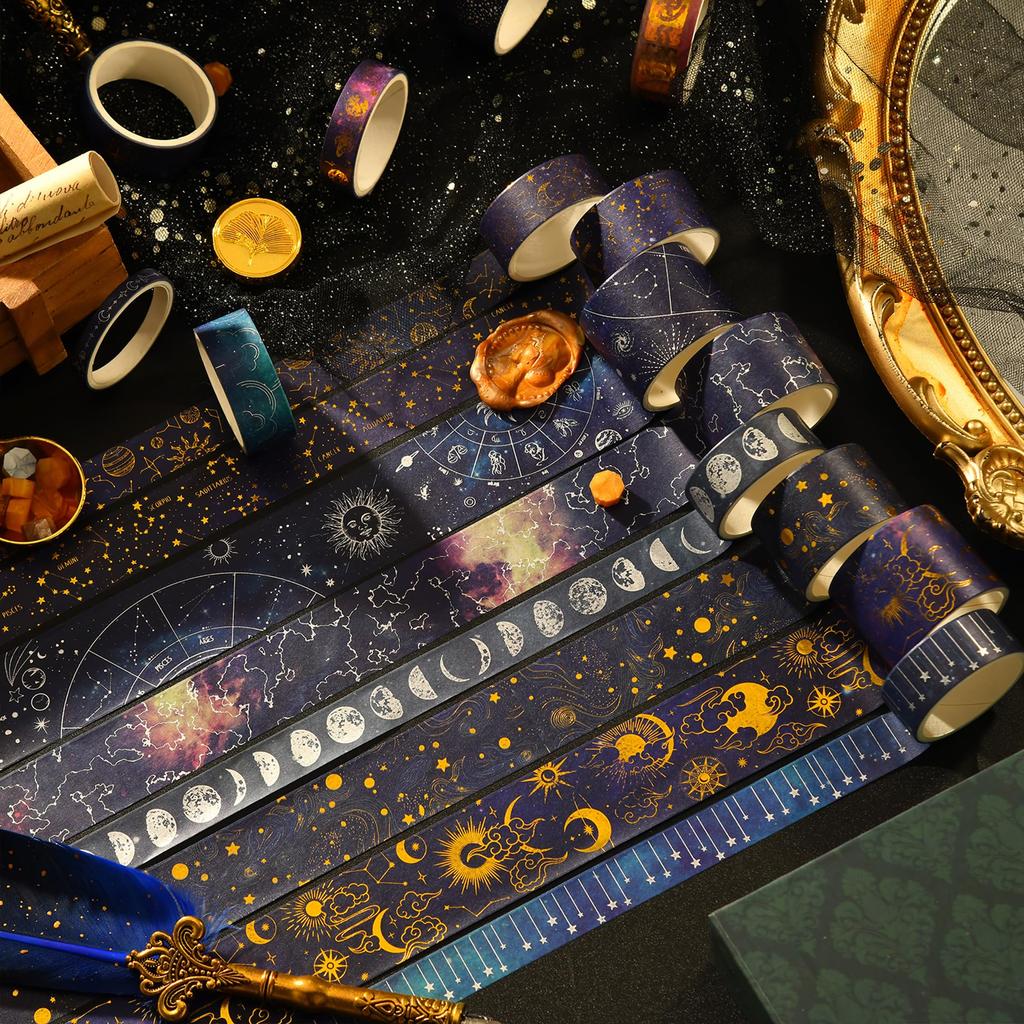 Songdao 20 Rolls Starry Sky Masking Tape Milky Way Washi for DIY Crafts Set, Tape, Women's Style, Packaging,